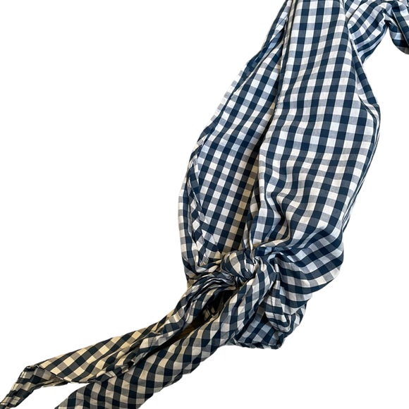 J Crew x Universal Standard Gingham Tie Sleeve Peplum Top - Picture 7 of 9